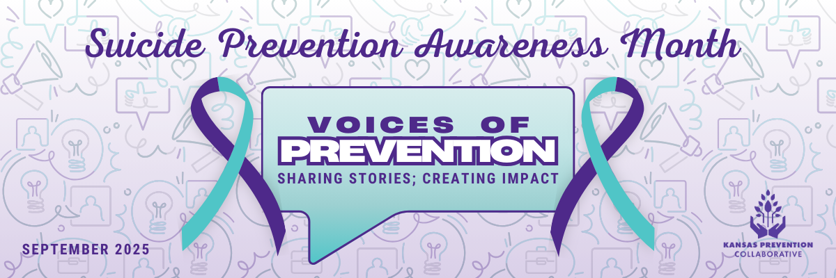 Suicide Prevention Awareness Month 2025, Voices of Prevention, Sharing stories; creating impact, decorative banner
